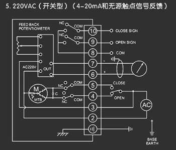220VAC開關(guān)型<a href='http://m.huater.com.cn/Product/diefa/diandongdiefa/' target='_blank'>電動<a href='http://m.huater.com.cn/Product/diefa/' target='_blank'>蝶閥</a></a>接線圖