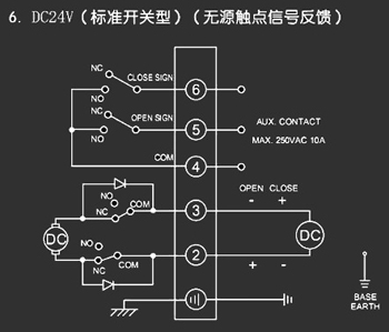 ＤＣ24Ｖ標準開關(guān)型<a href='http://m.huater.com.cn/Product/diefa/diandongdiefa/' target='_blank'>電動<a href='http://m.huater.com.cn/Product/diefa/' target='_blank'>蝶閥</a></a>接線圖